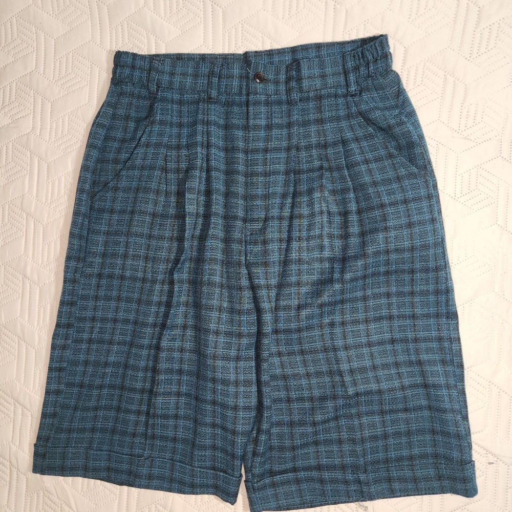 Vintage 80s Wear The Right Thing Men Shorts By Henri Valdise Blue zip Pleated M - Picture 3 of 13